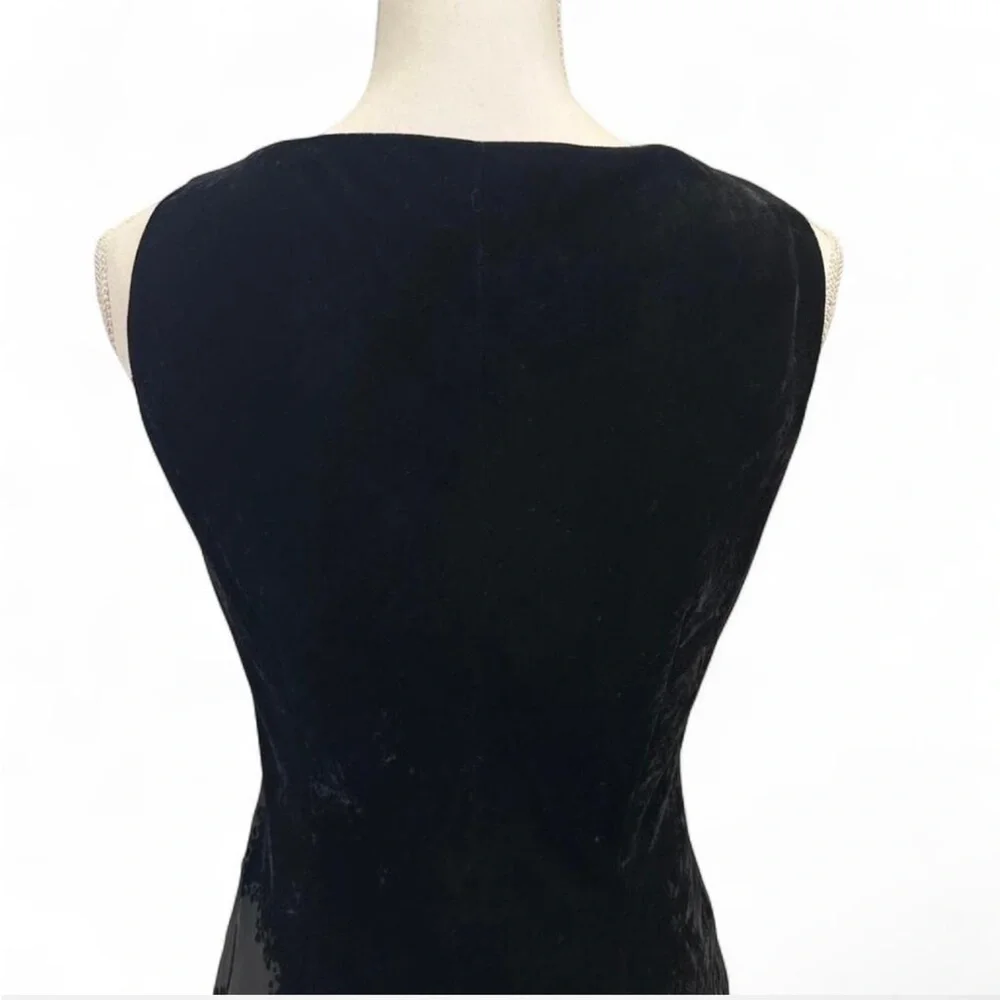 Vintage Evan Picone Black Velvet Cowl Neck Floral Midi Dress - Picture 4 of 7